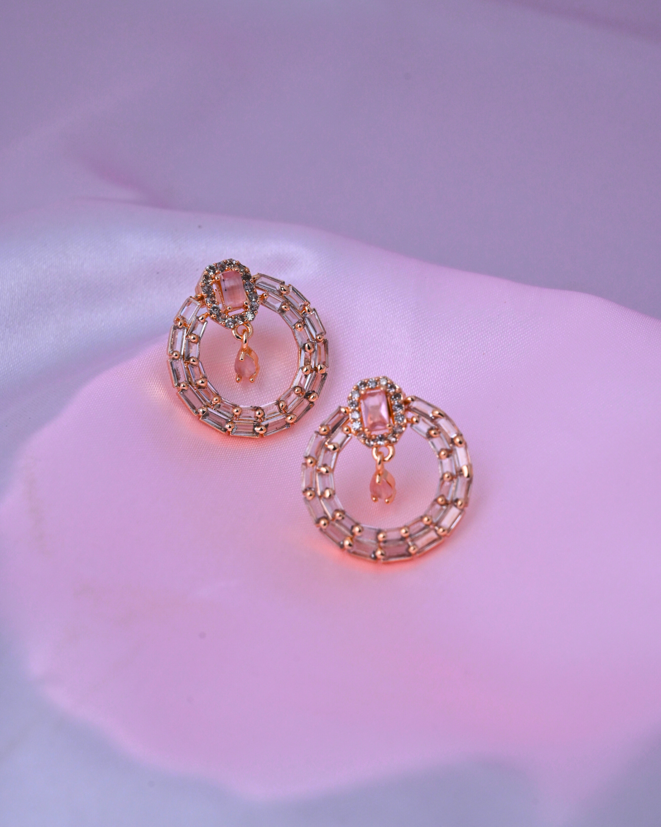 Rose Blush Stud Earrings (Upper angle)