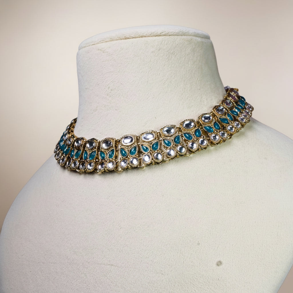 Blue Sleek Choker Set