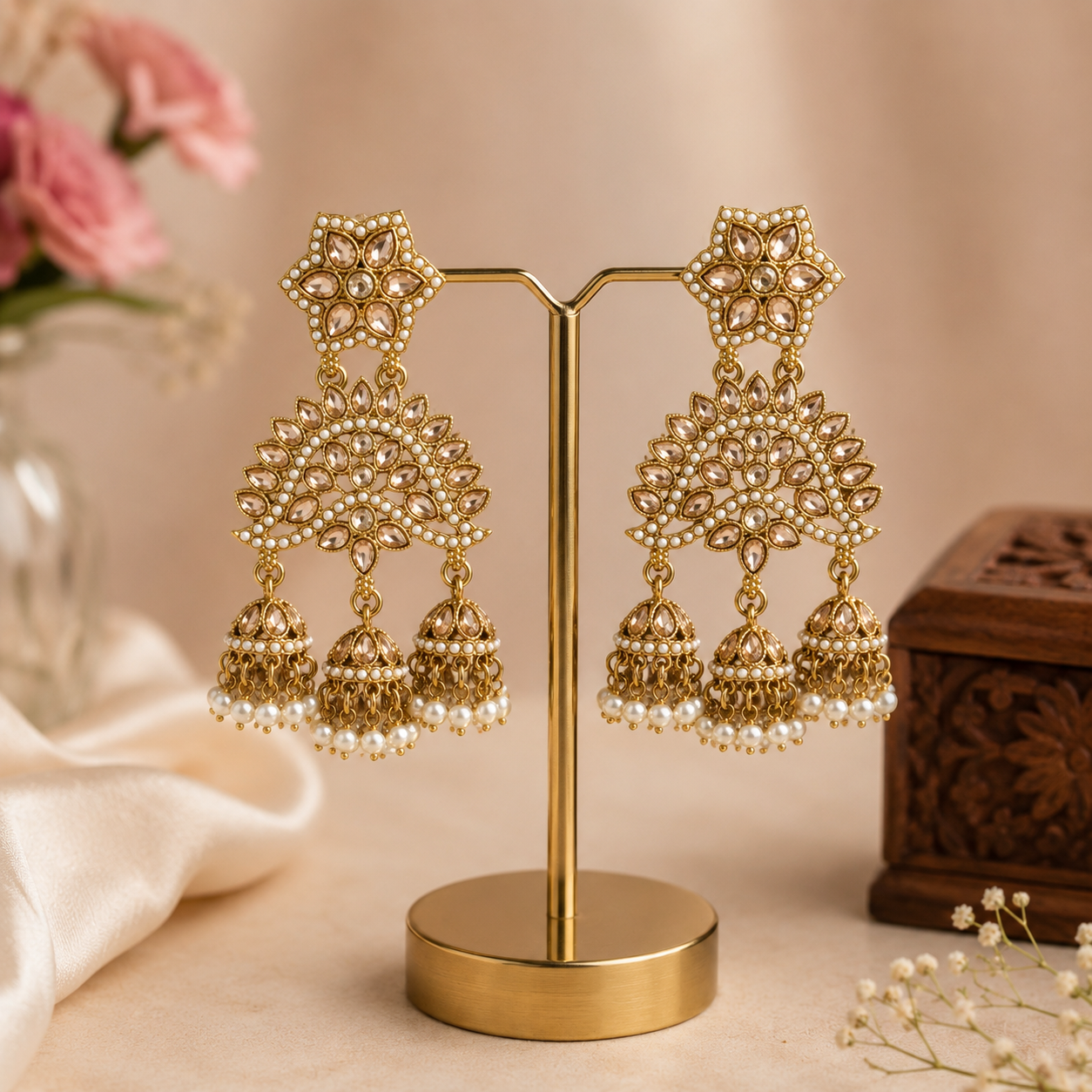 Champagne Chandani Kundan Earrings