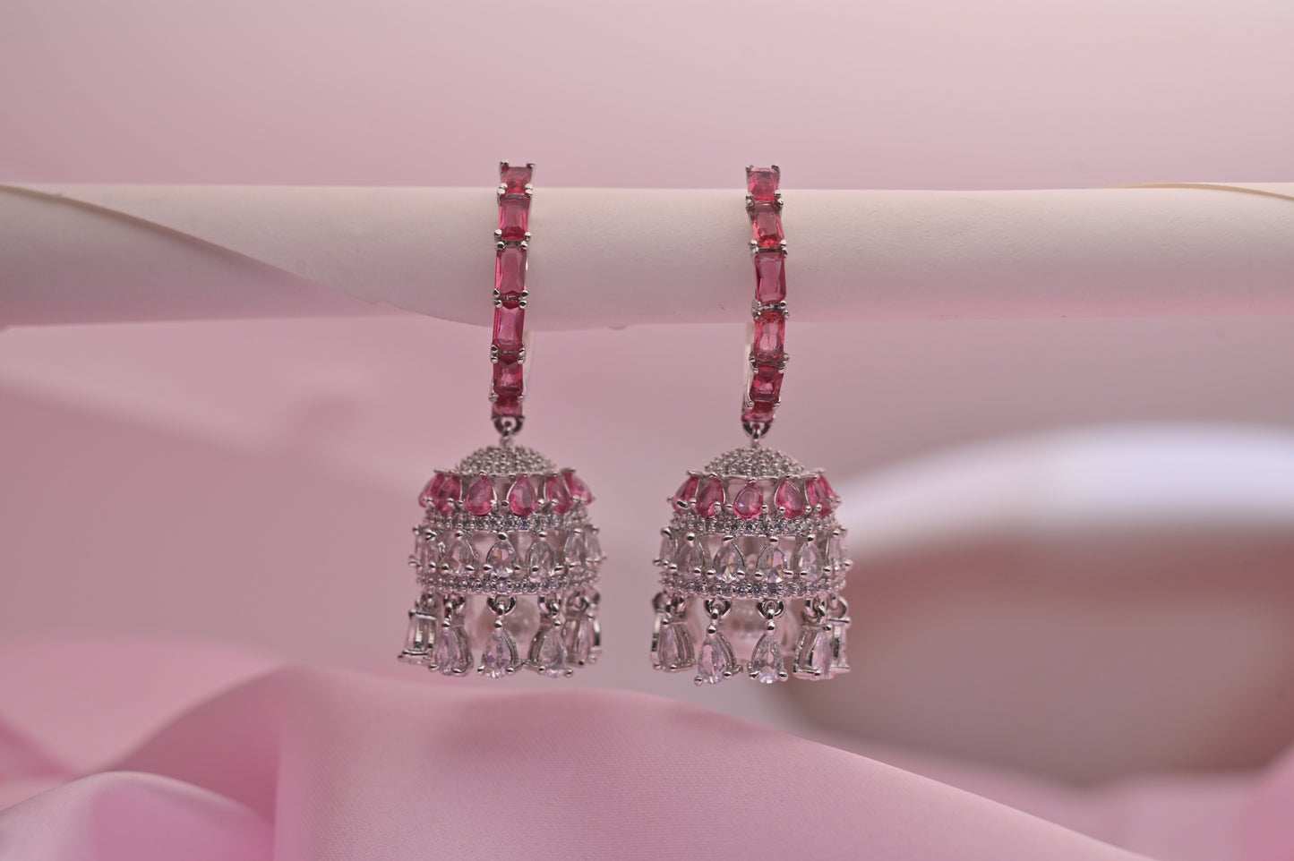 Pink Stone Jhumki
