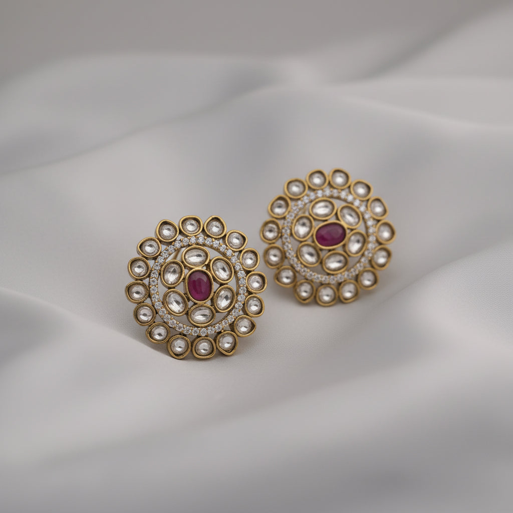 Divine Kundan Stud Earrings