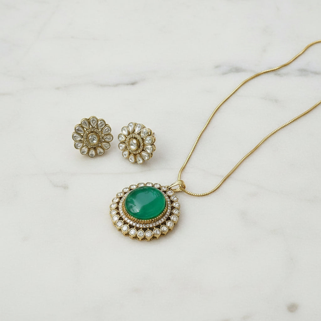 dark green pendant set