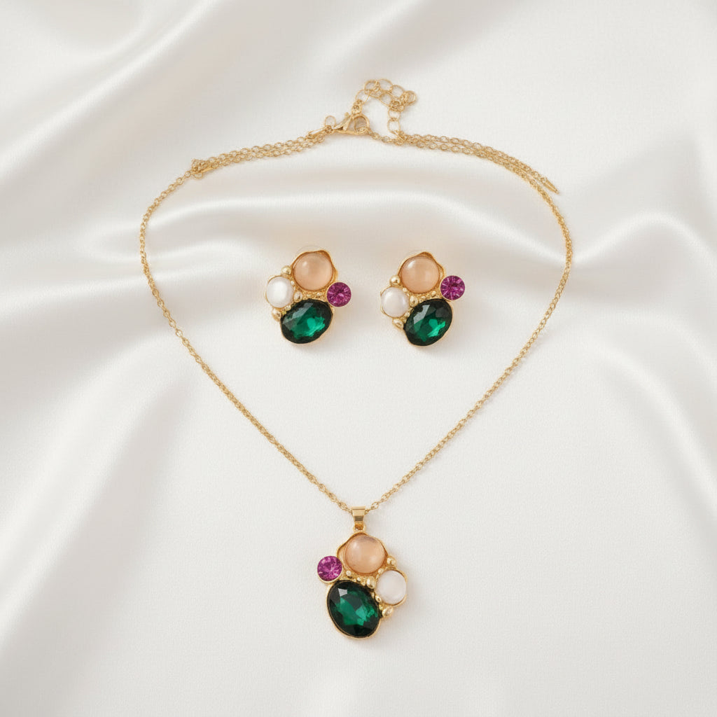 Emerald Blossom Pearl Set