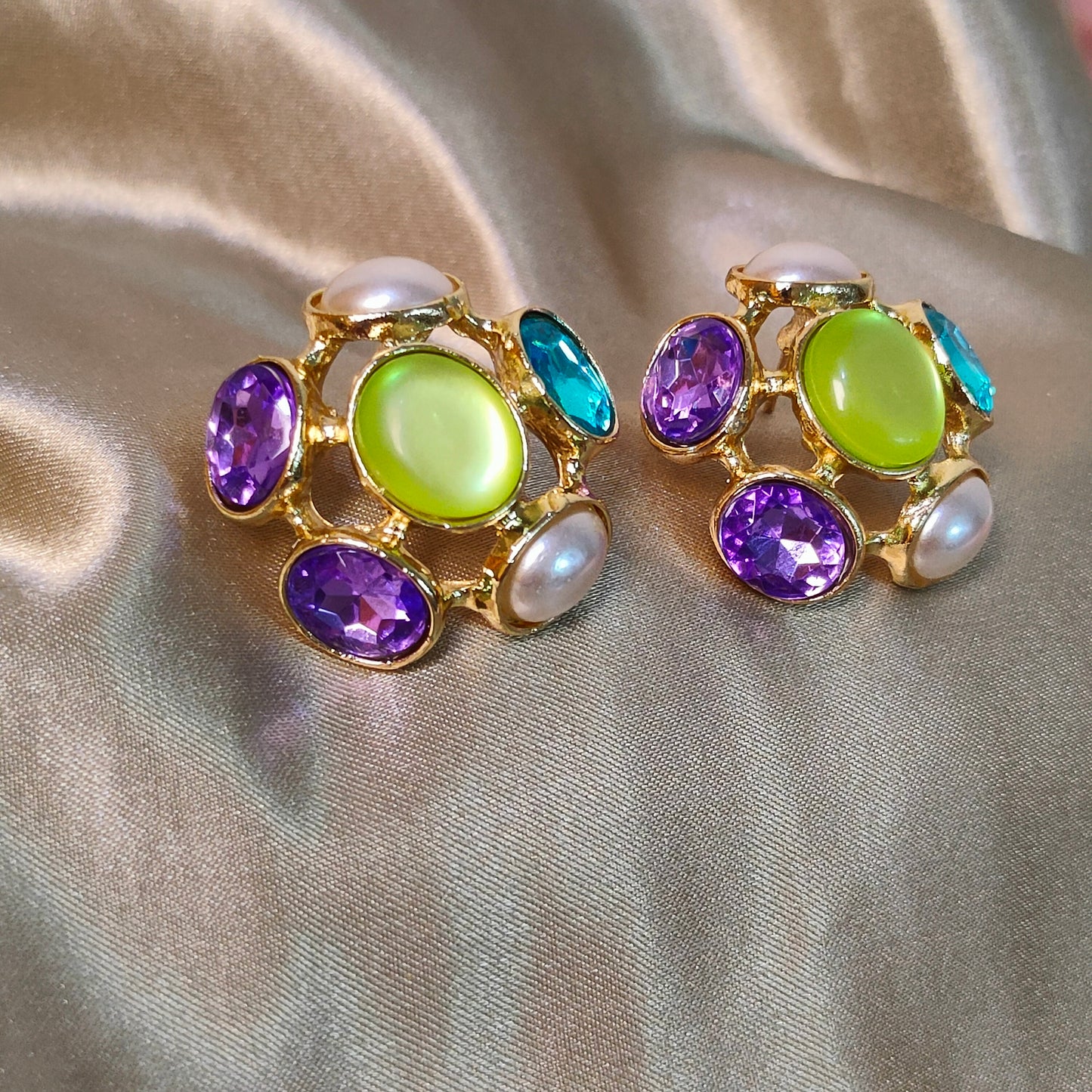 Carnival Stud Earrings (Front angle)