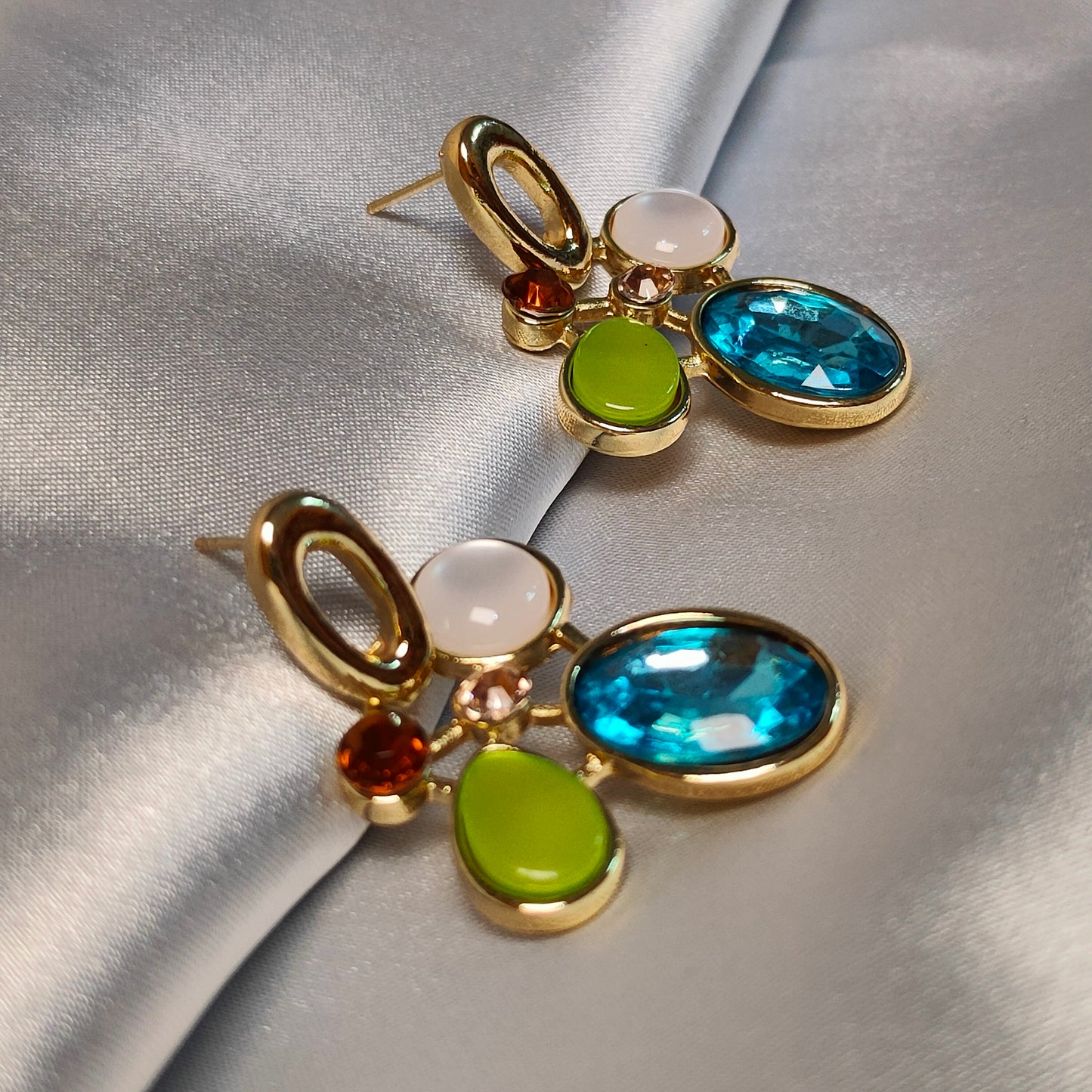 colourful Gem Pop Stud Earrings