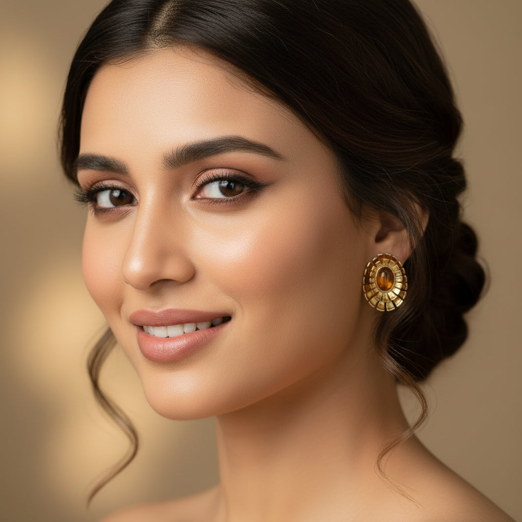 Amber Bloom Studs Earrings for women