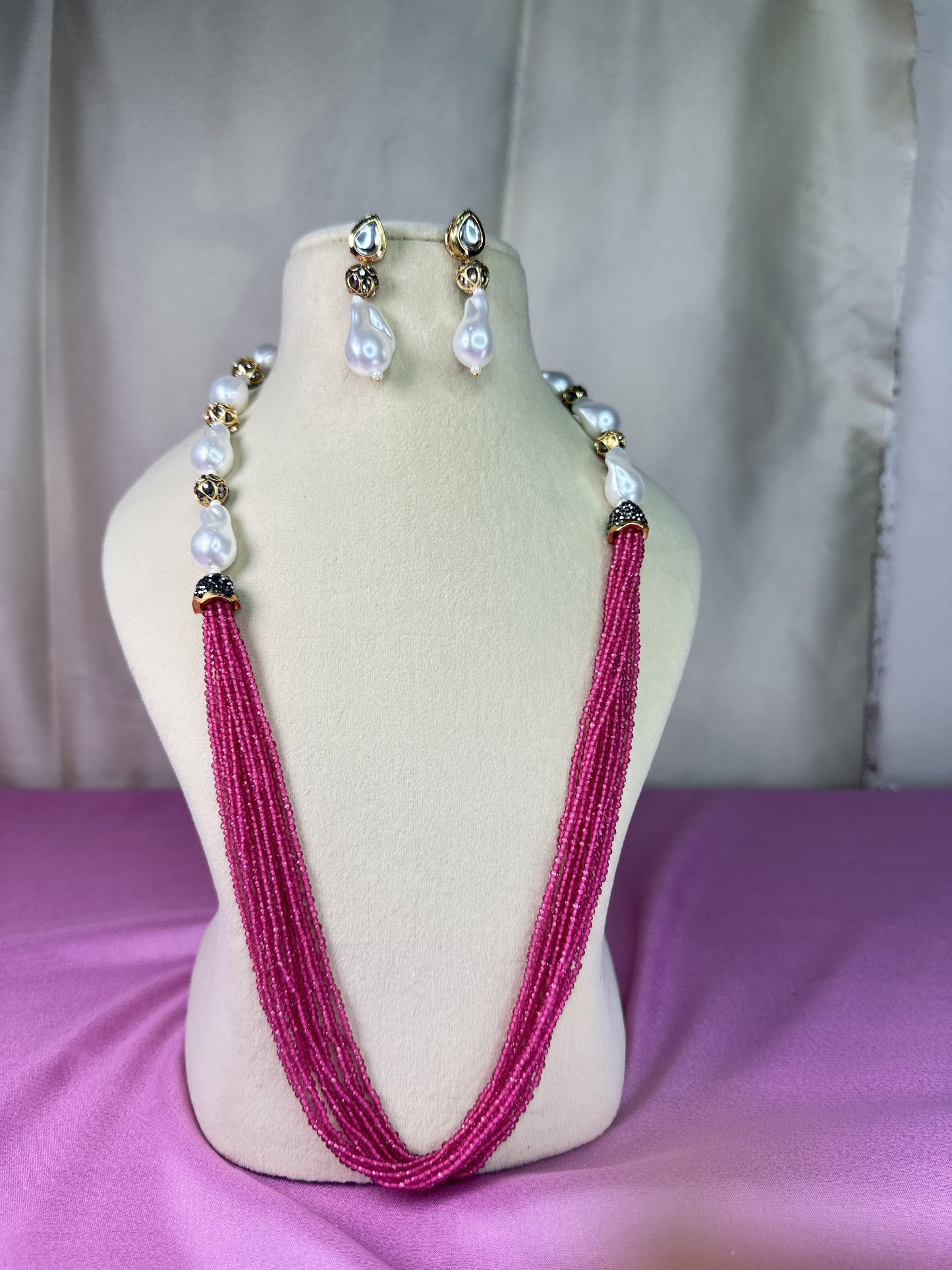 Pink Beads Multi-Layered Mala
