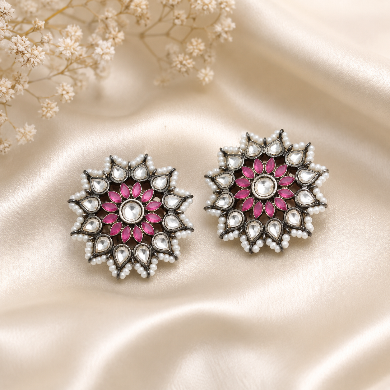 Kundan Meenakari Studs