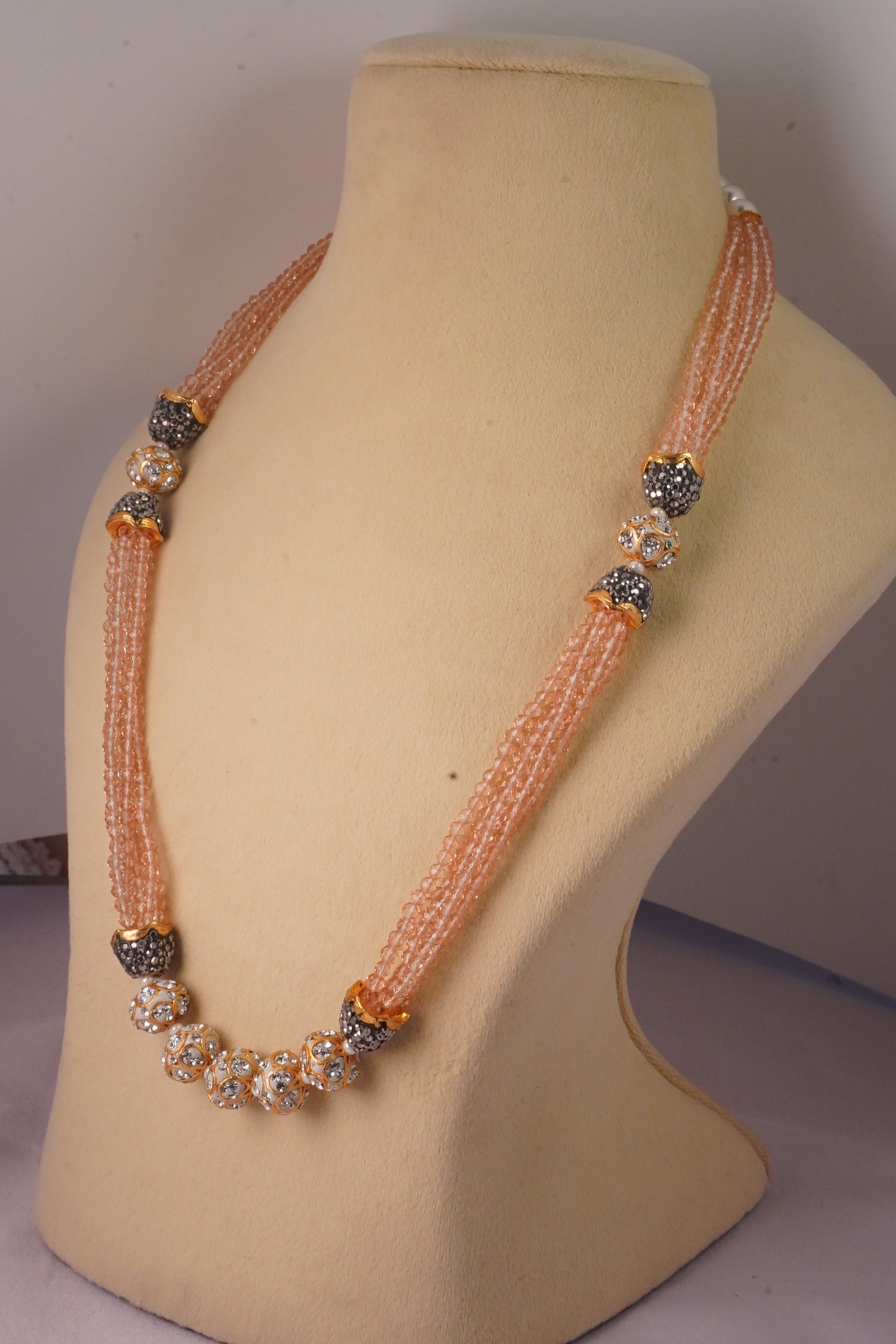 Meenakari Bead Ball Mala Peach Colour