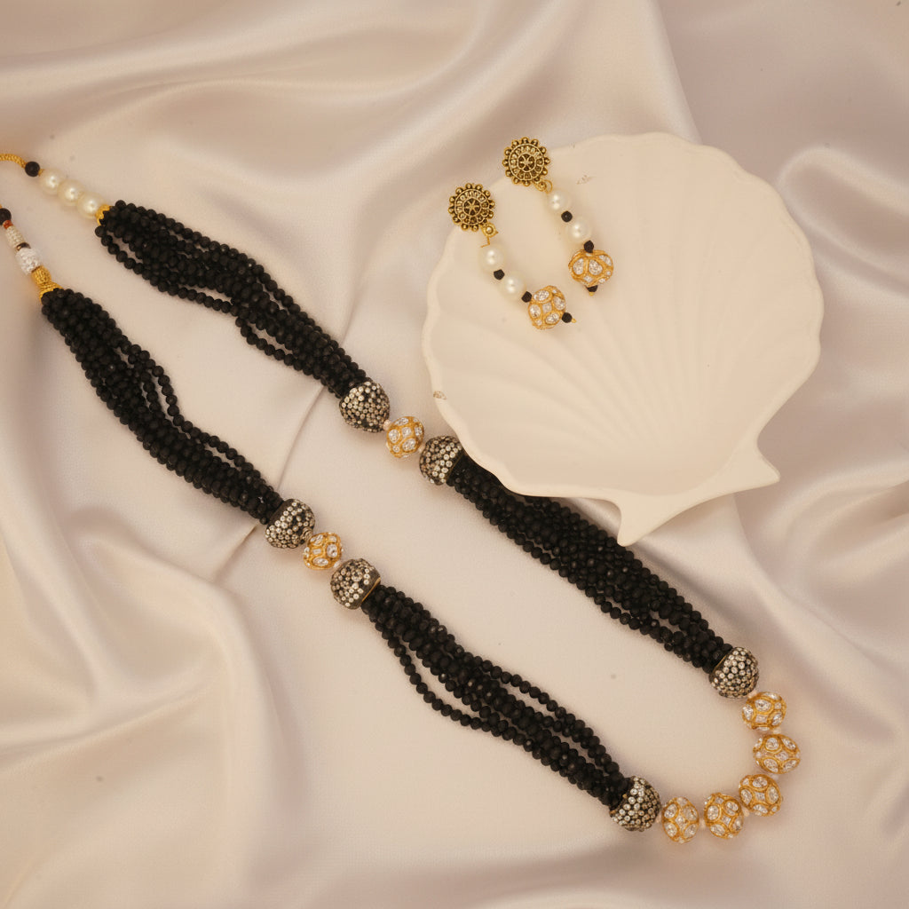 Meenakari bead ball mala black