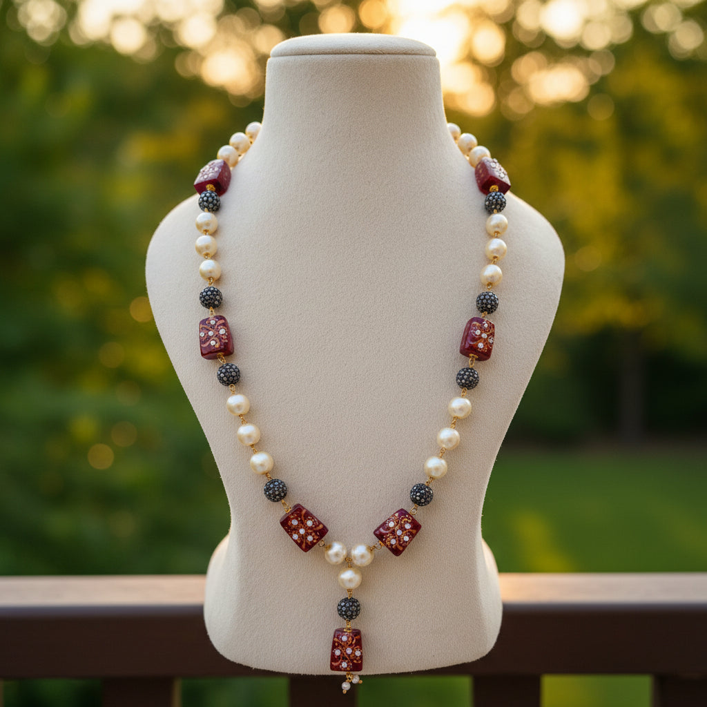 Qudra Brown Meenakari Mala
