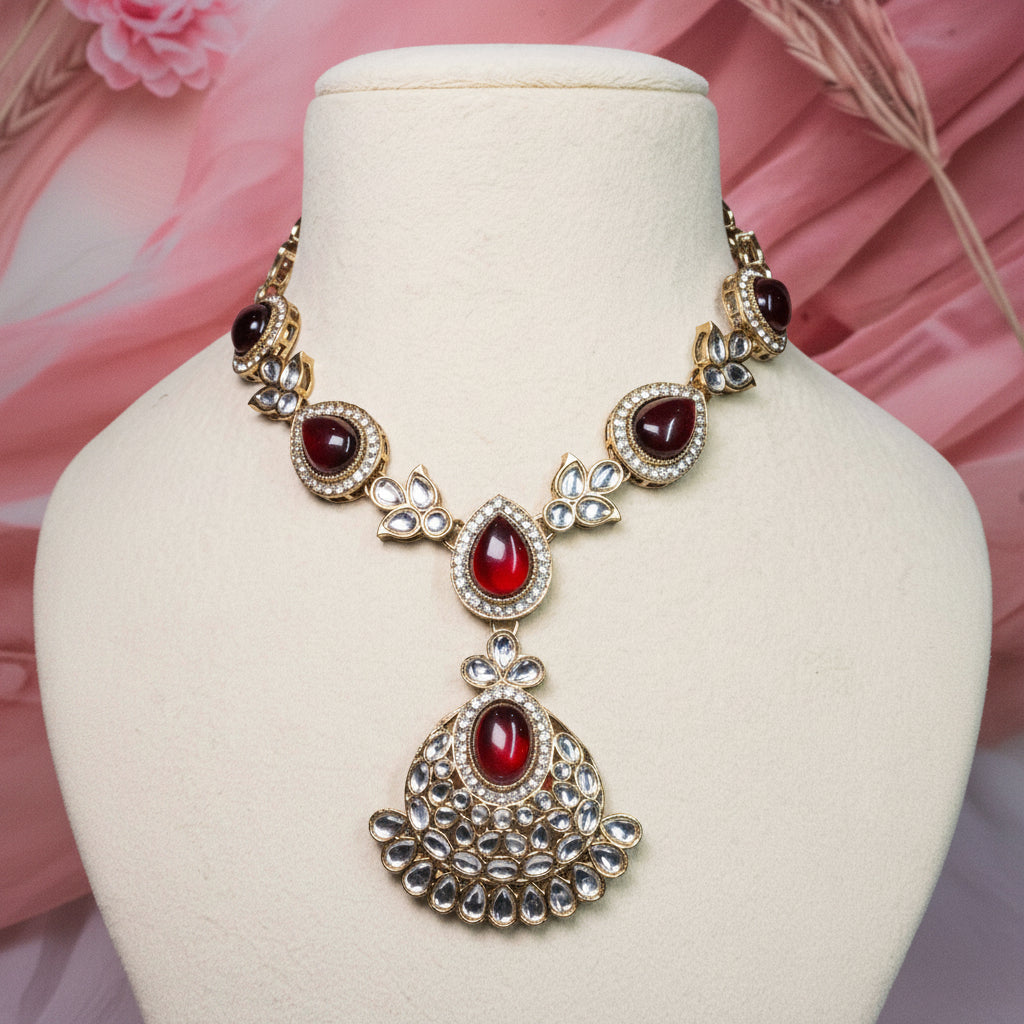 Designer Kundan Necklace Set| Glamnaari