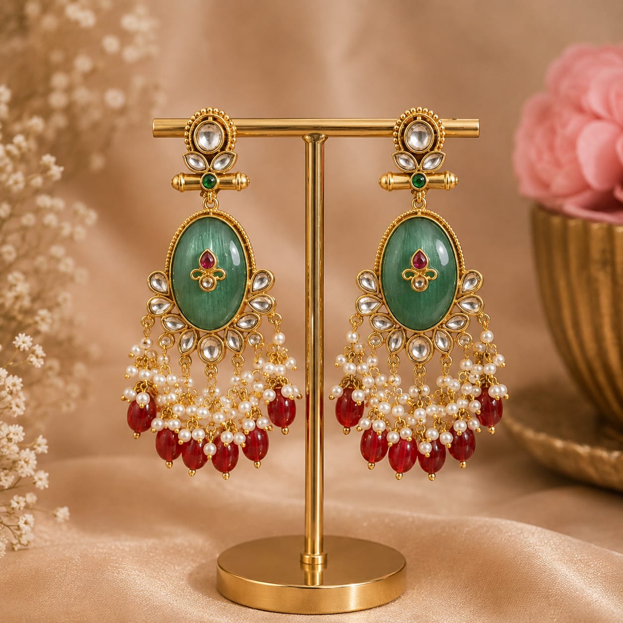 Royal Mosaic Kundan Danglers