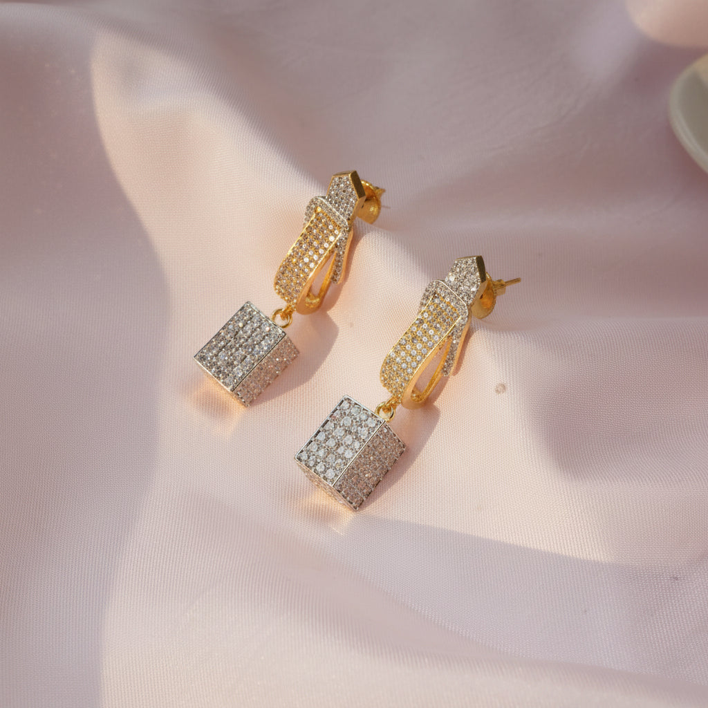American Diamond Stylish Earrings, Glamnaari