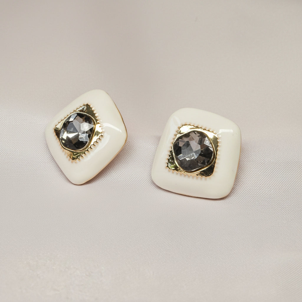 Square Crown Stud Earrings for women