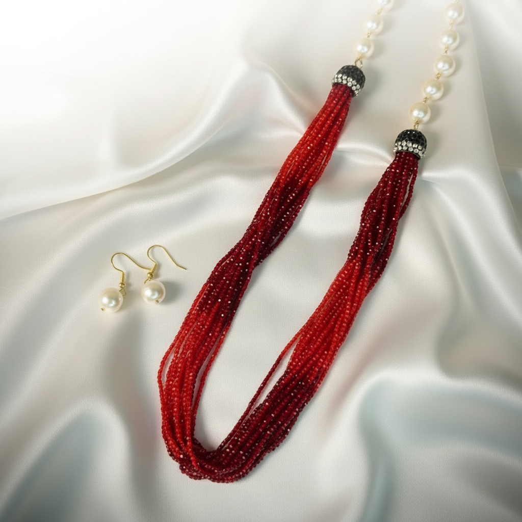 Red Seed Beads Multi-Layered Mala