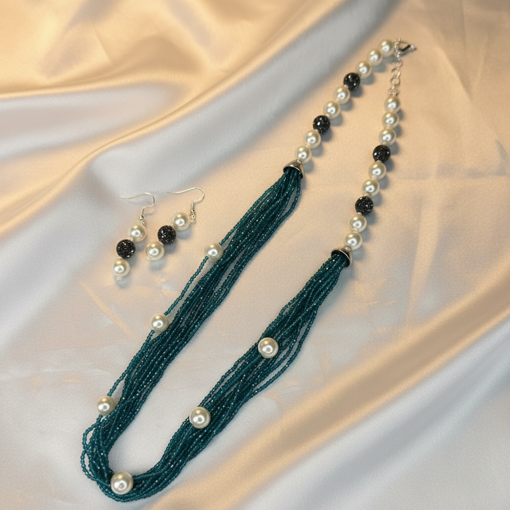 Teal Beads Multi-Layered Mala