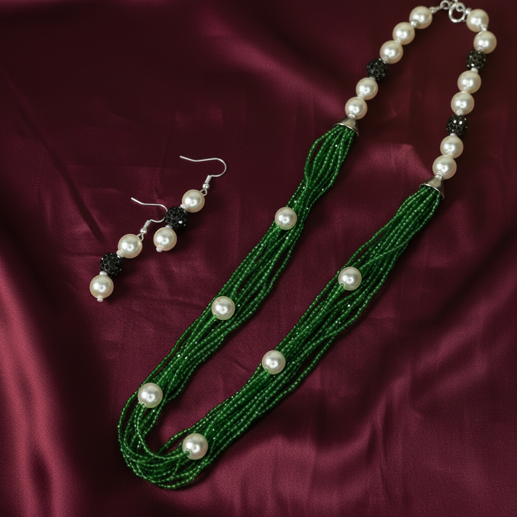 Green Beads Multi-Layered Mala