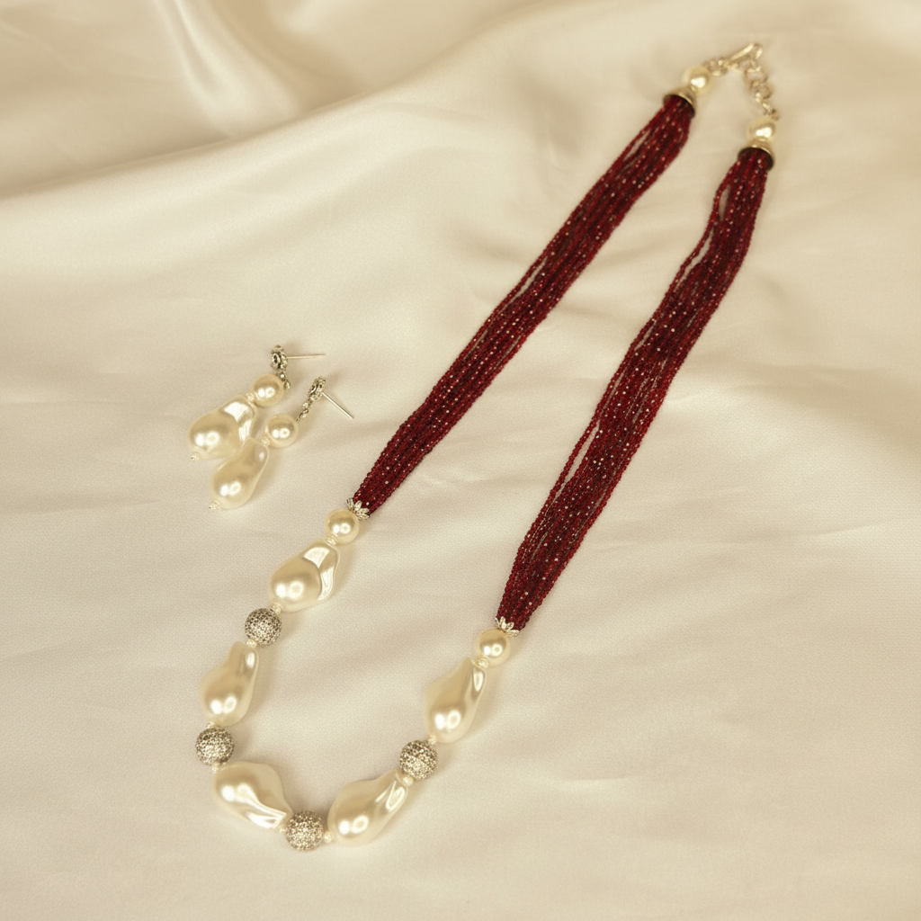 Maroon Seed Bead Mala