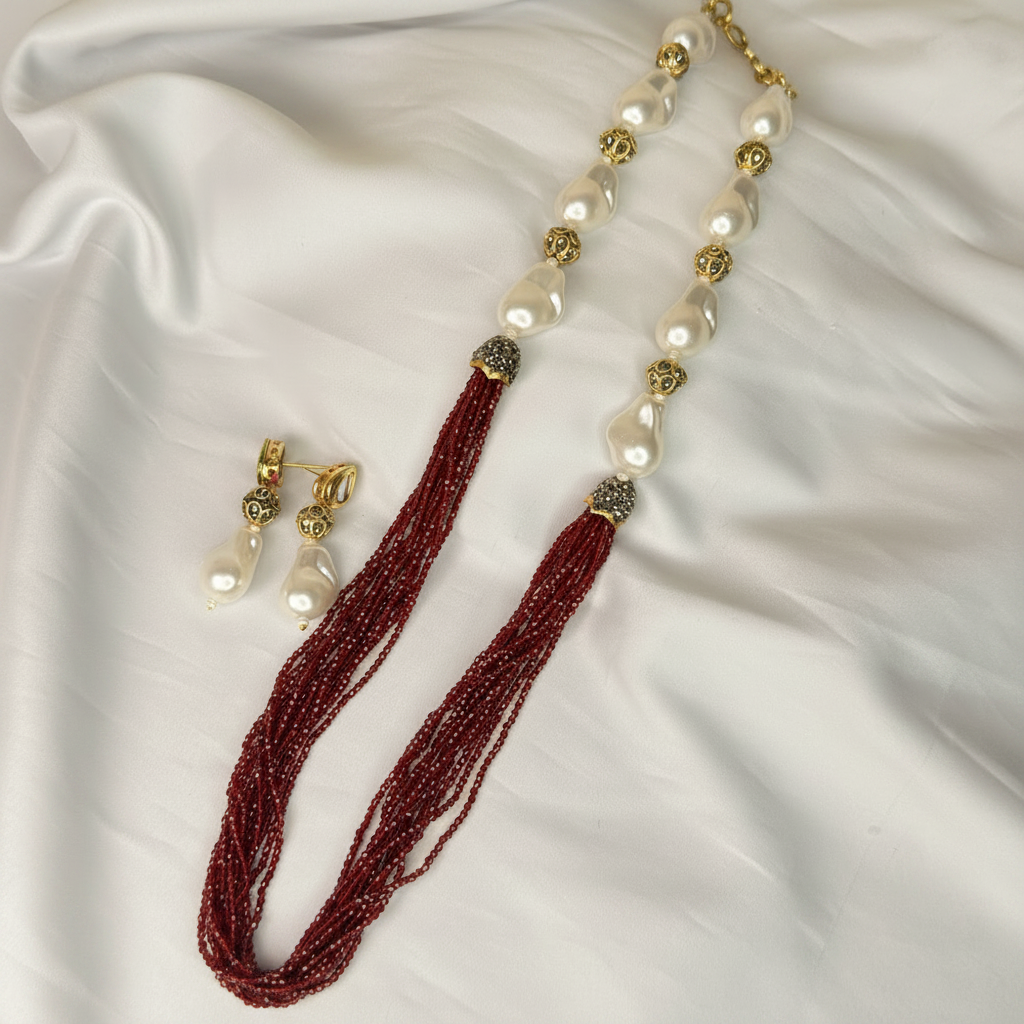 Maroon Seed Beads Multi-Layered Mala