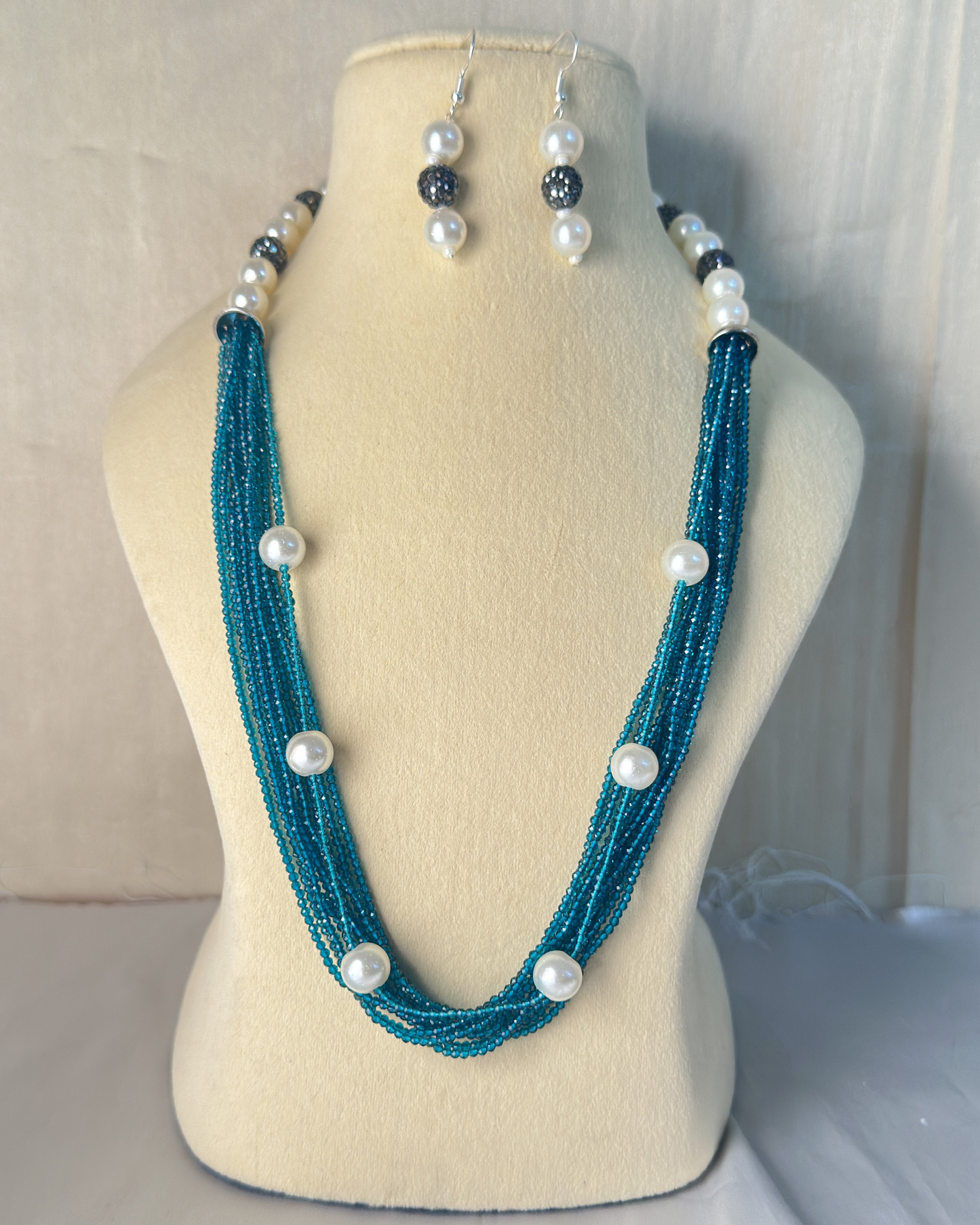 Teal Beads Multi-Layered Mala