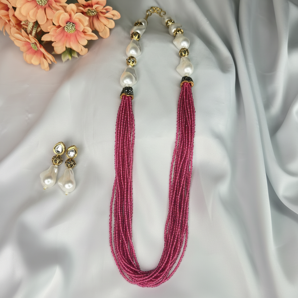 Pink Beads Multi-Layered Mala
