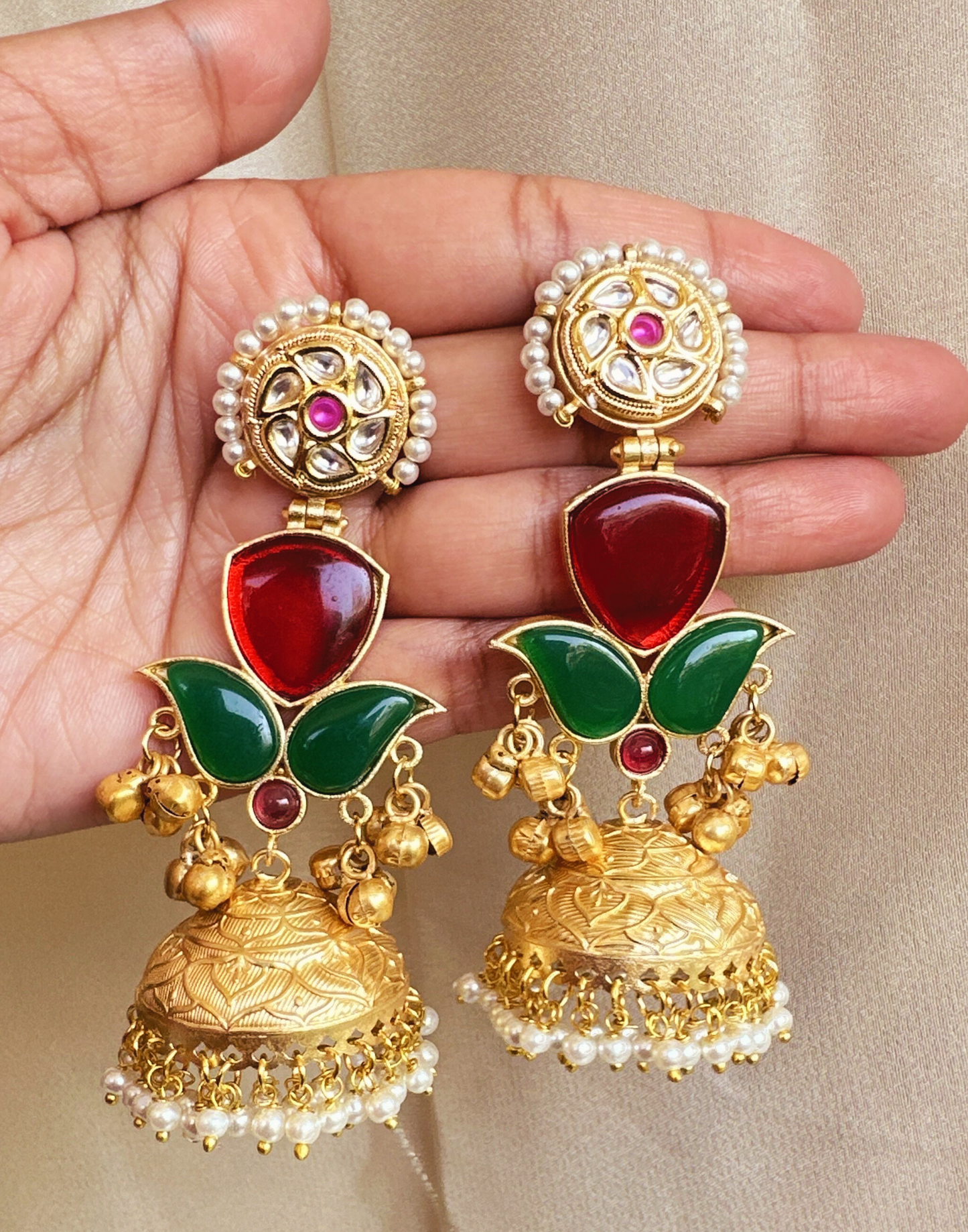Kashmiri Kundan Jhumka Earrings