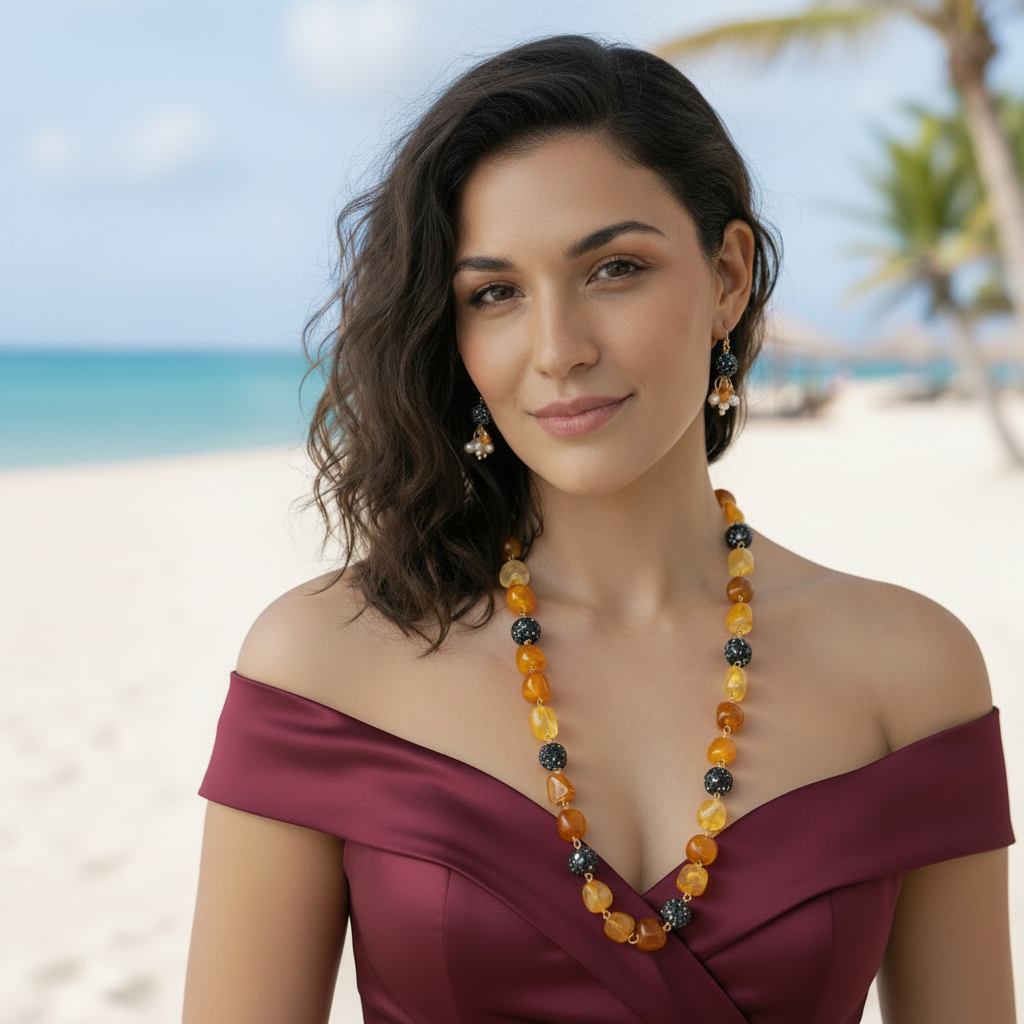 Amber Glow Beaded Mala