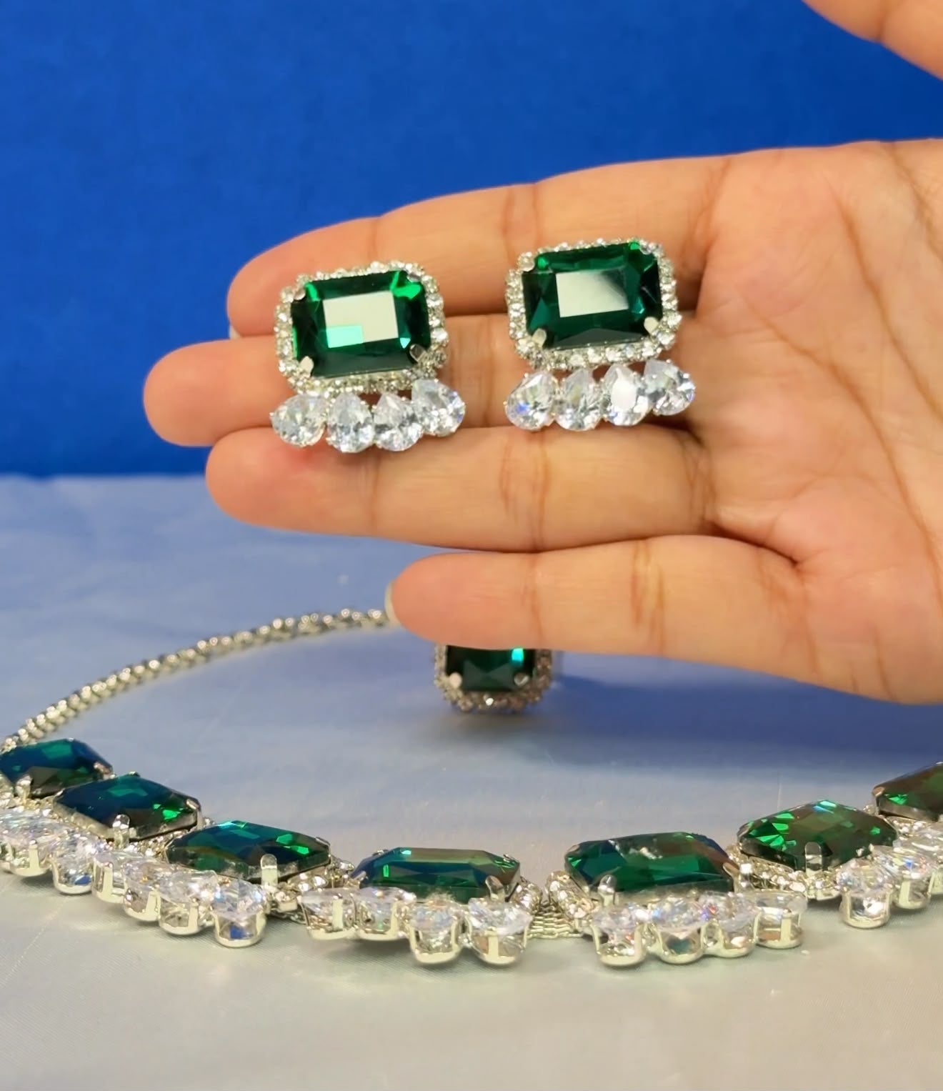 Korean Green Glass Stone Set