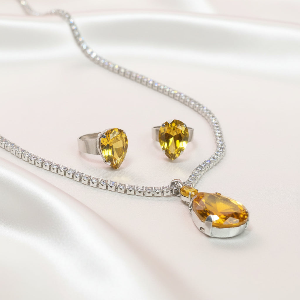 Golden Glow Teardrop Pendant Set