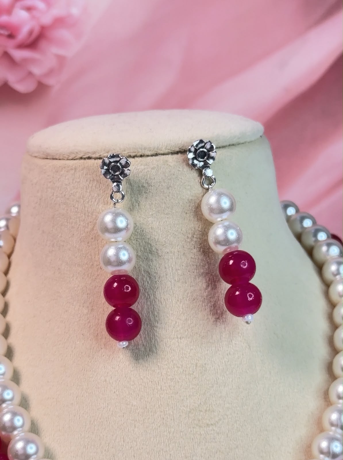 Fuchsia Pearl Double-Layered Mala Set