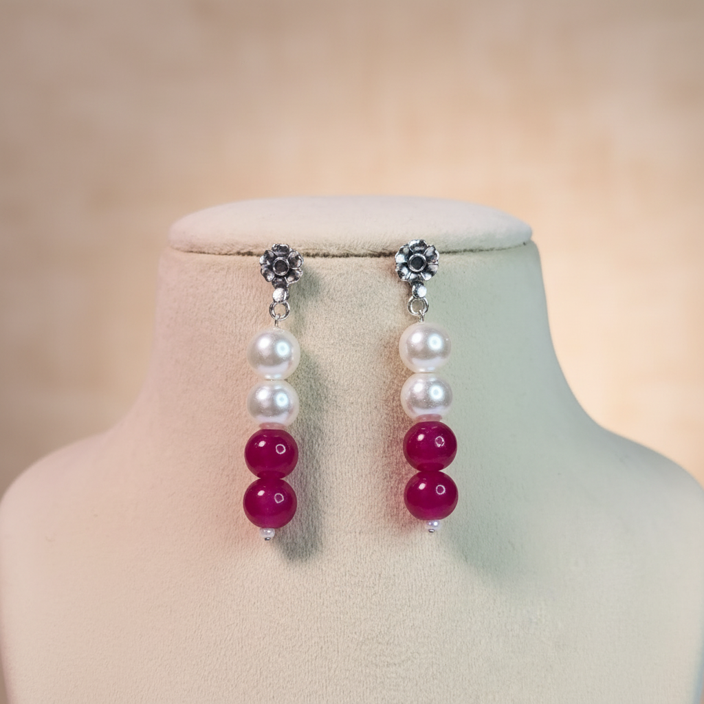 Fuchsia Pearl Double-Layered Mala Set