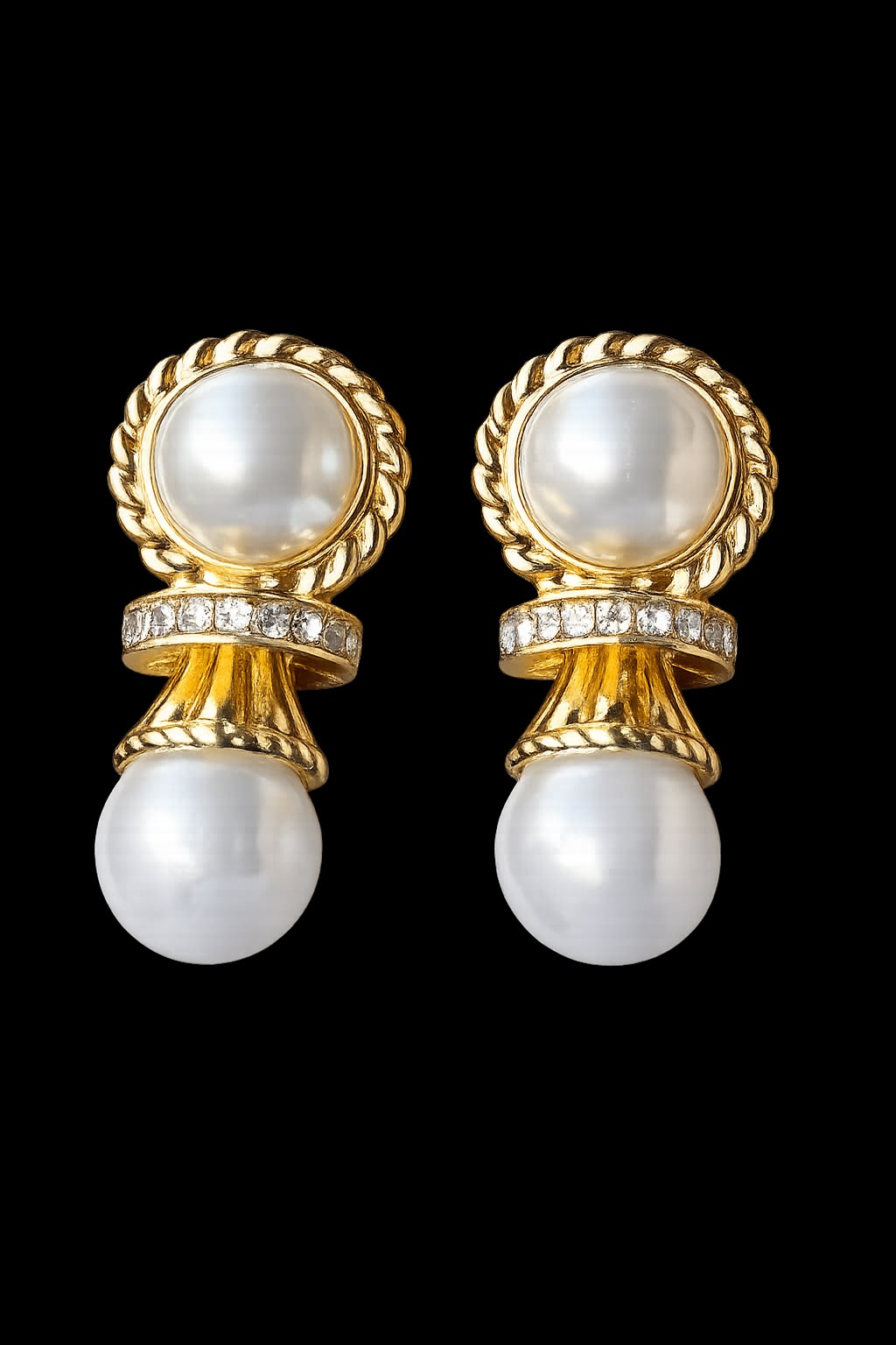 White Enamel Pearl Studs