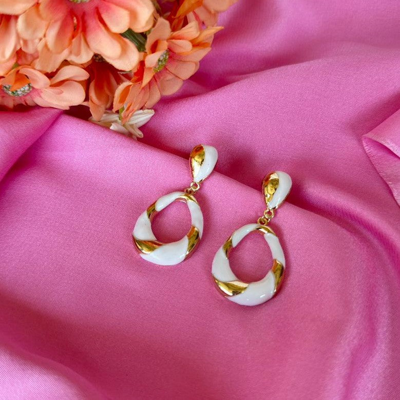 White Talia Hoops