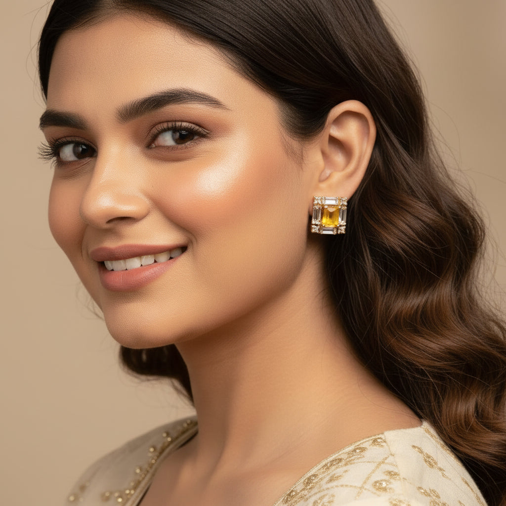 Yellow Stud Earrings for women
