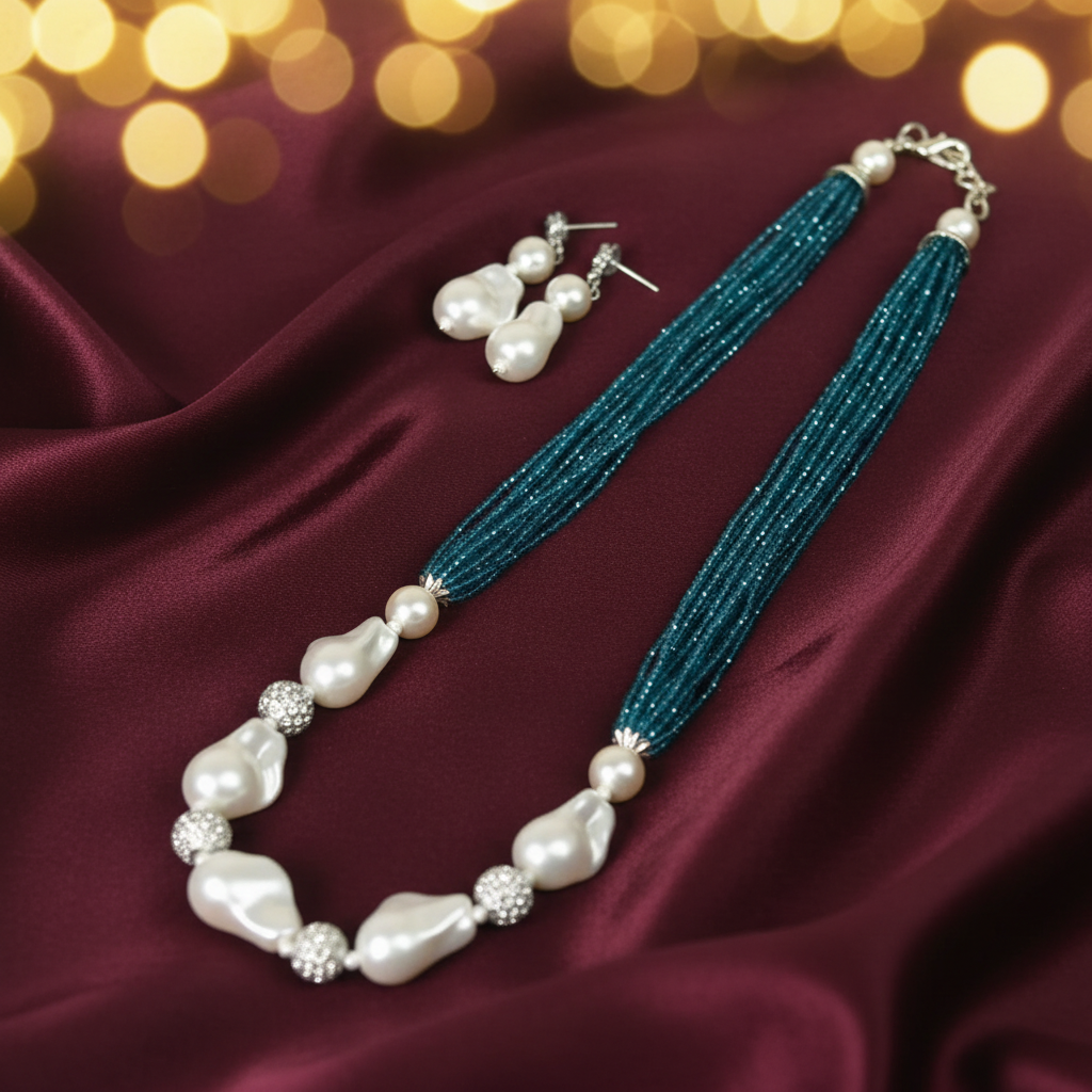 Teal Seed Bead Mala