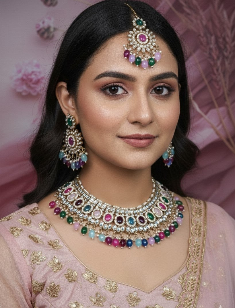 Collar Choker (Multi Colour) – Colourful Stone Choker Jewellery