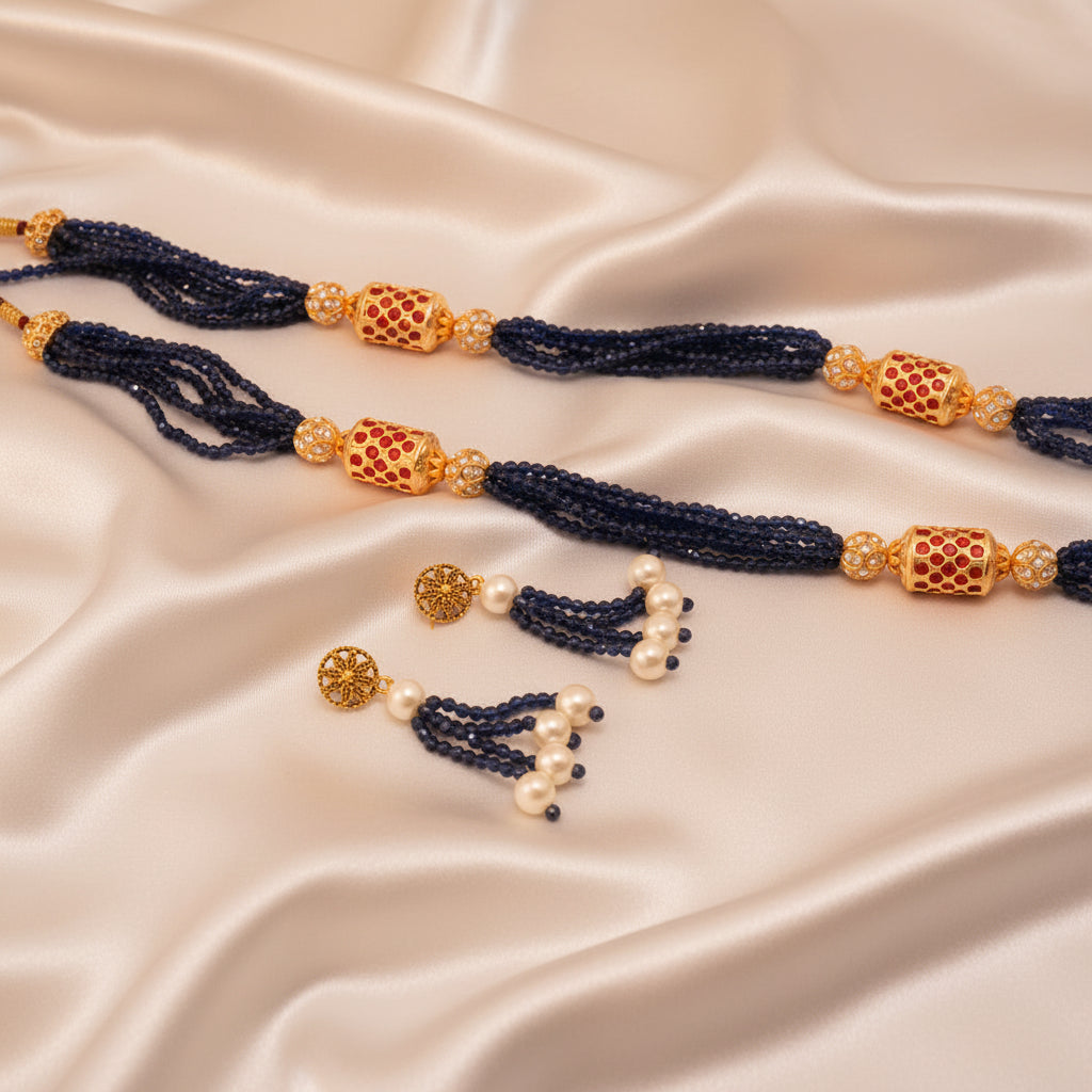 Royal Blue Meenakari Kundan Mala