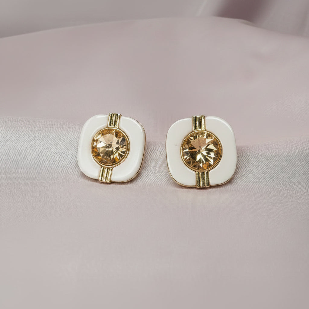 Square Ivory Stud Earrings for Women
