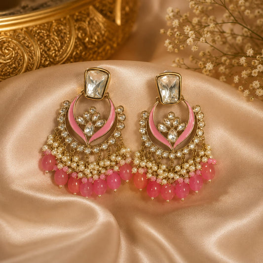 Amara Kundan Rose Pink Earring