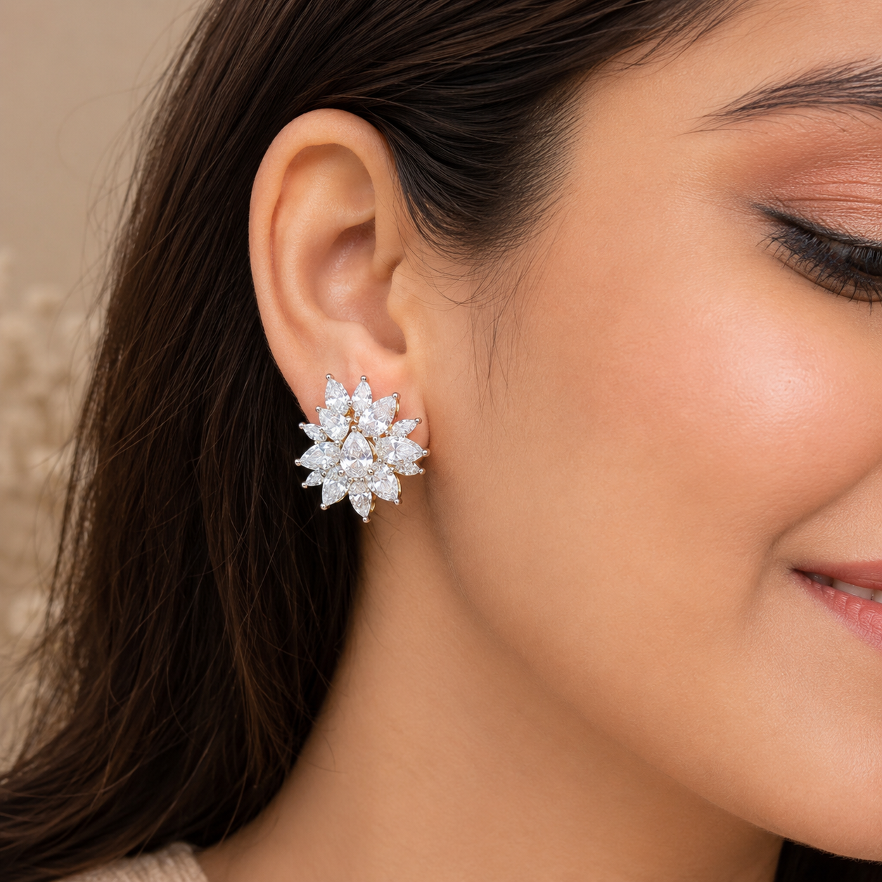 Amethyst Floral Stud Earring