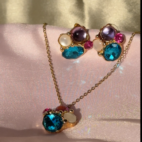 Aqua trio Pendant Set