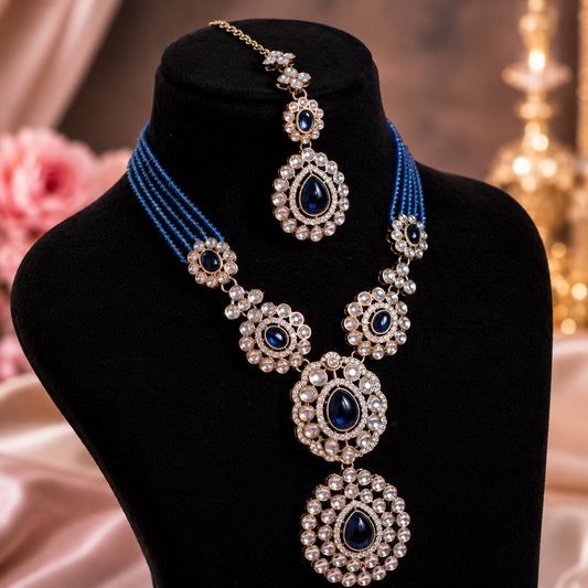 Blue Aura Double Pendant Set