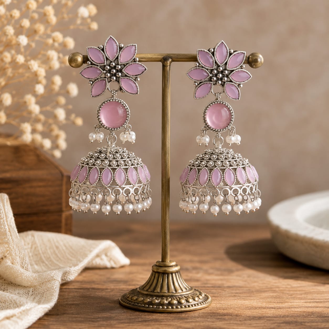Blush Bloom Jhumkas