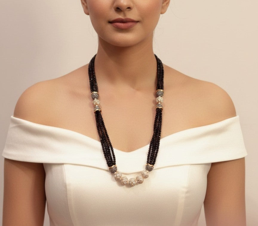 Meenakari bead ball mala black