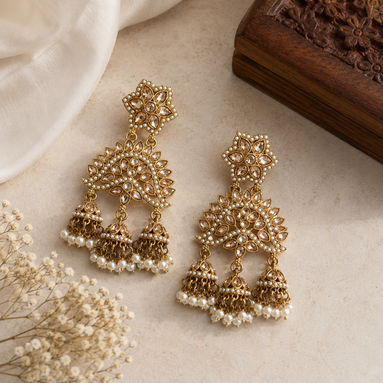 Champagne Chandani Kundan Earrings