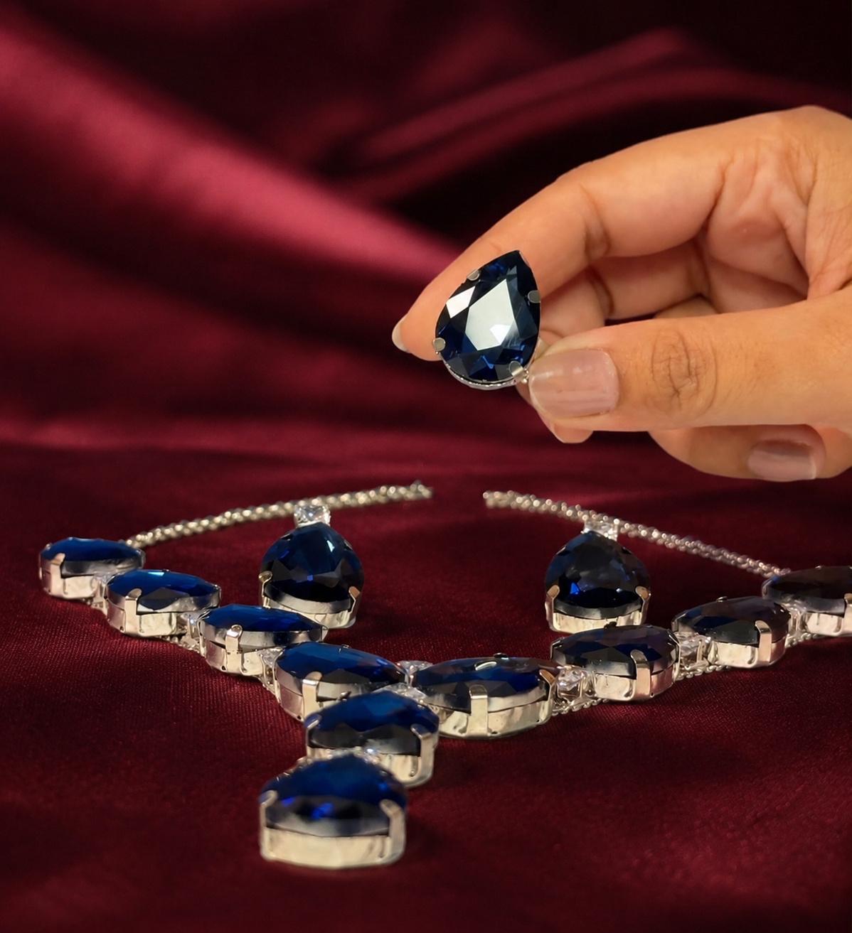 Korean Royal Blue Tear Drop Set