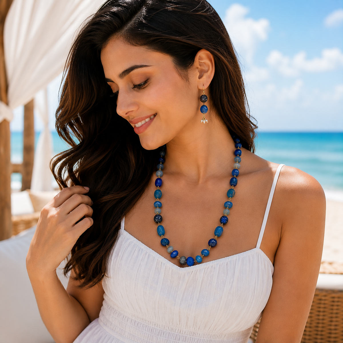 Royal Blue Beaded Statement Mala
