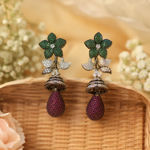 Blossom Drop AD Flower Stud Earrings