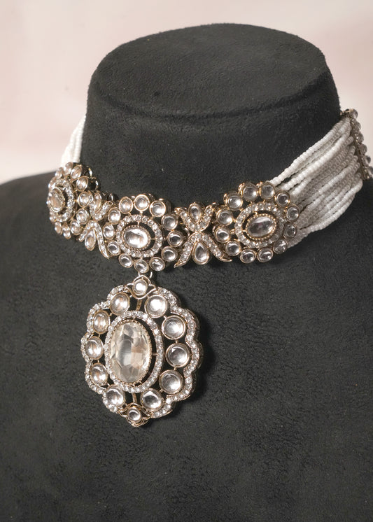 Silver Kundan Choker